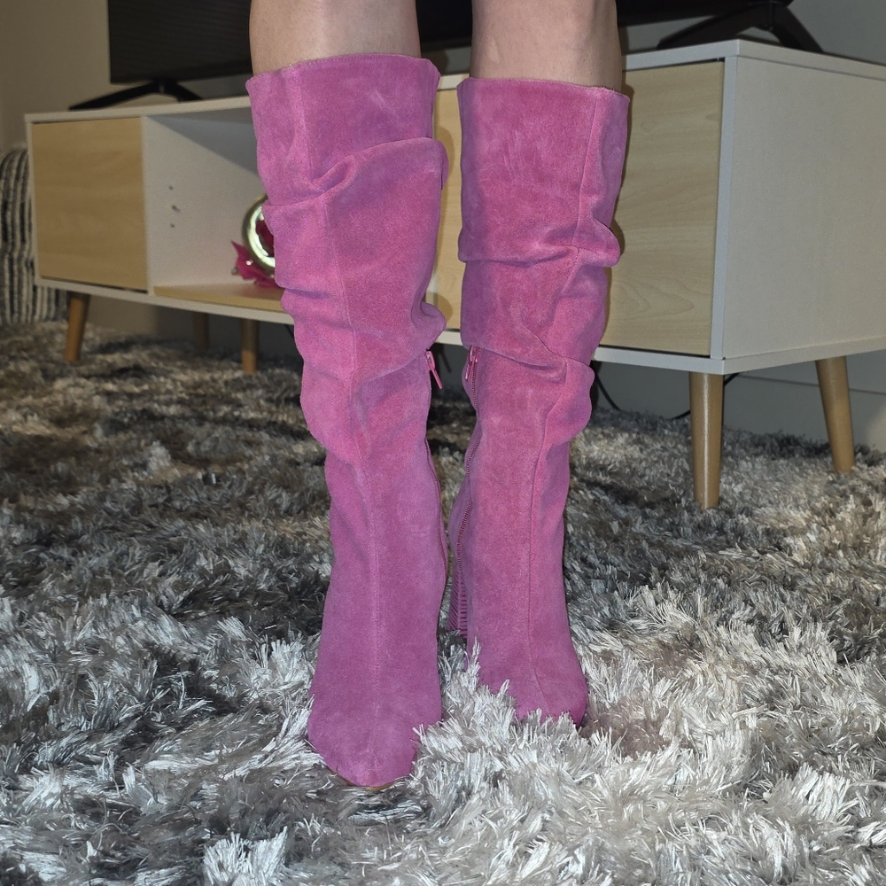 Lanca Perfume Suede Leather Knee High Heeled Boots MADE IN BRAZIL - Picture 6 of 8